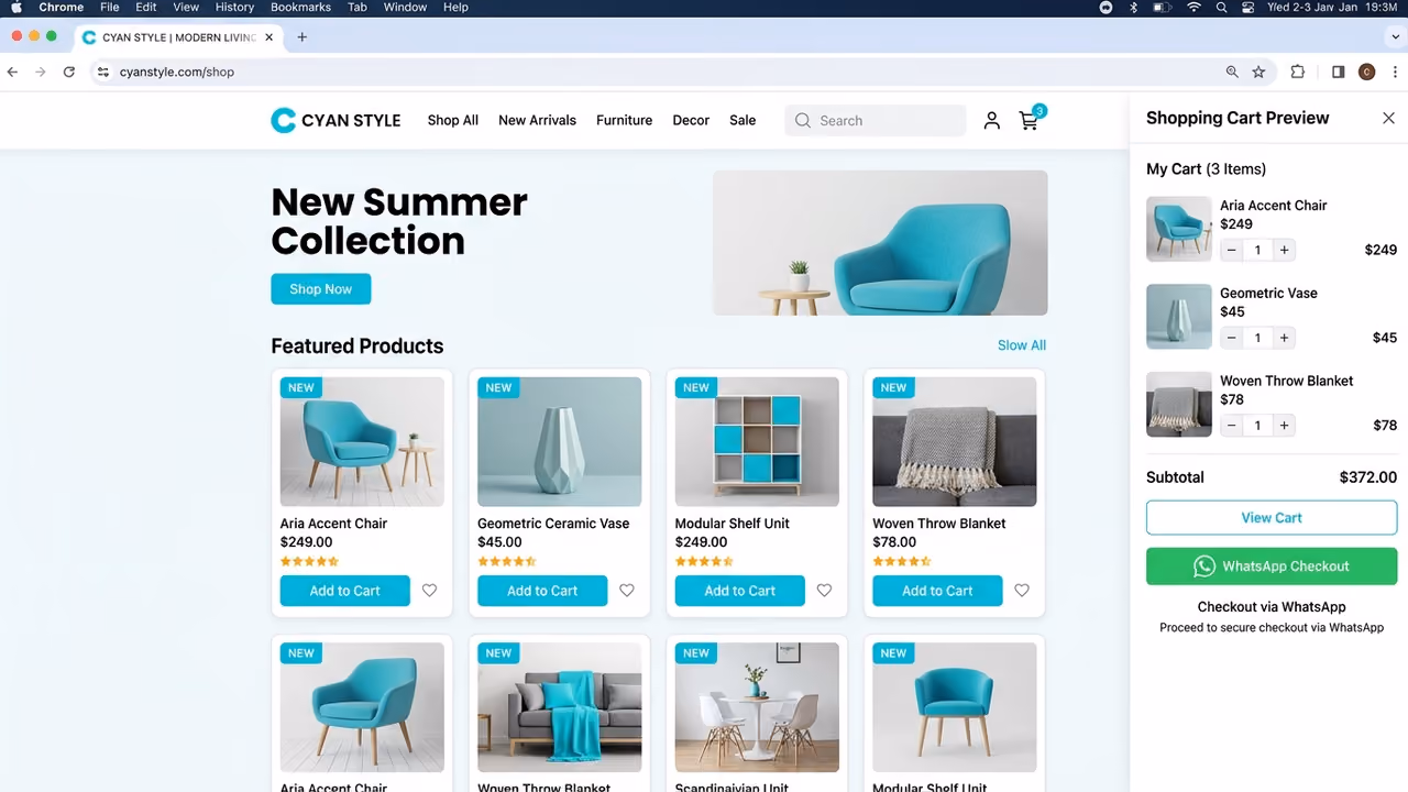 Pratinjau demo BengawaStore — E-Commerce & Toko Online WhatsApp